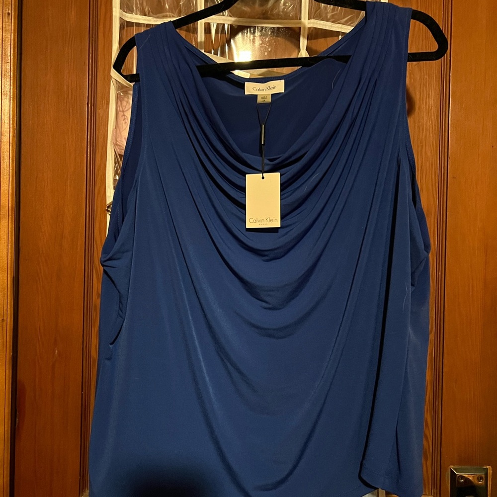 Calvin Klein Women's Blue Draped Top